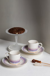 Hermia Juego de Tazas de Café Palm - Purple en Porcelana de 4 Piezas